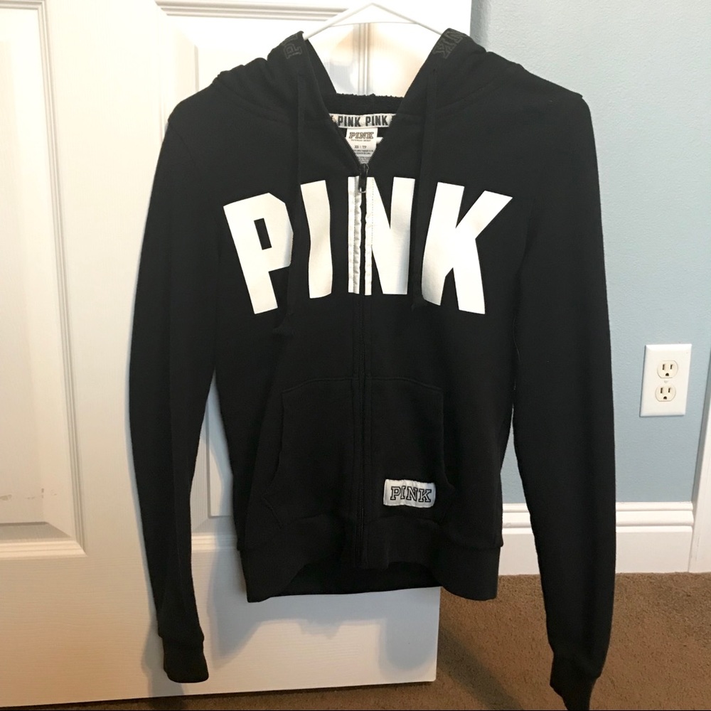 PINK Black Zip-Up Jacket